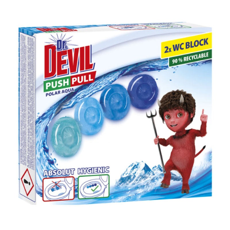 Туалетний блок для унітазу Dr. Devil Полярна вода, 2*20 г